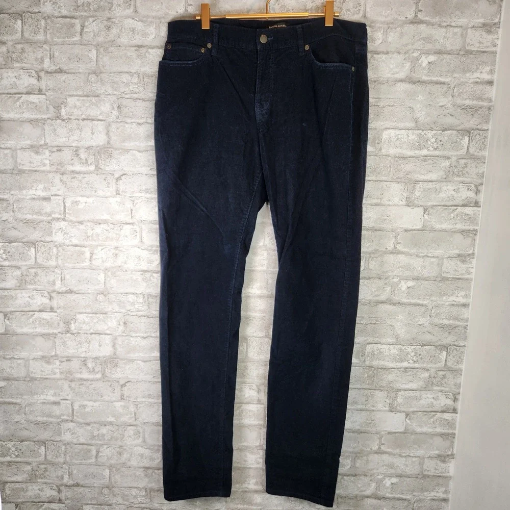 Banana Republic Corduroy Pants Navy Blue Cotton Blend Slim Fit 34x34